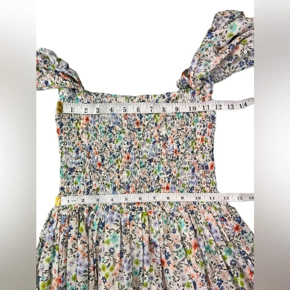 KARLIE Womens White Floral Smocked Maxi Dress Puff Sleeve Size Small - Picture 10 of 13